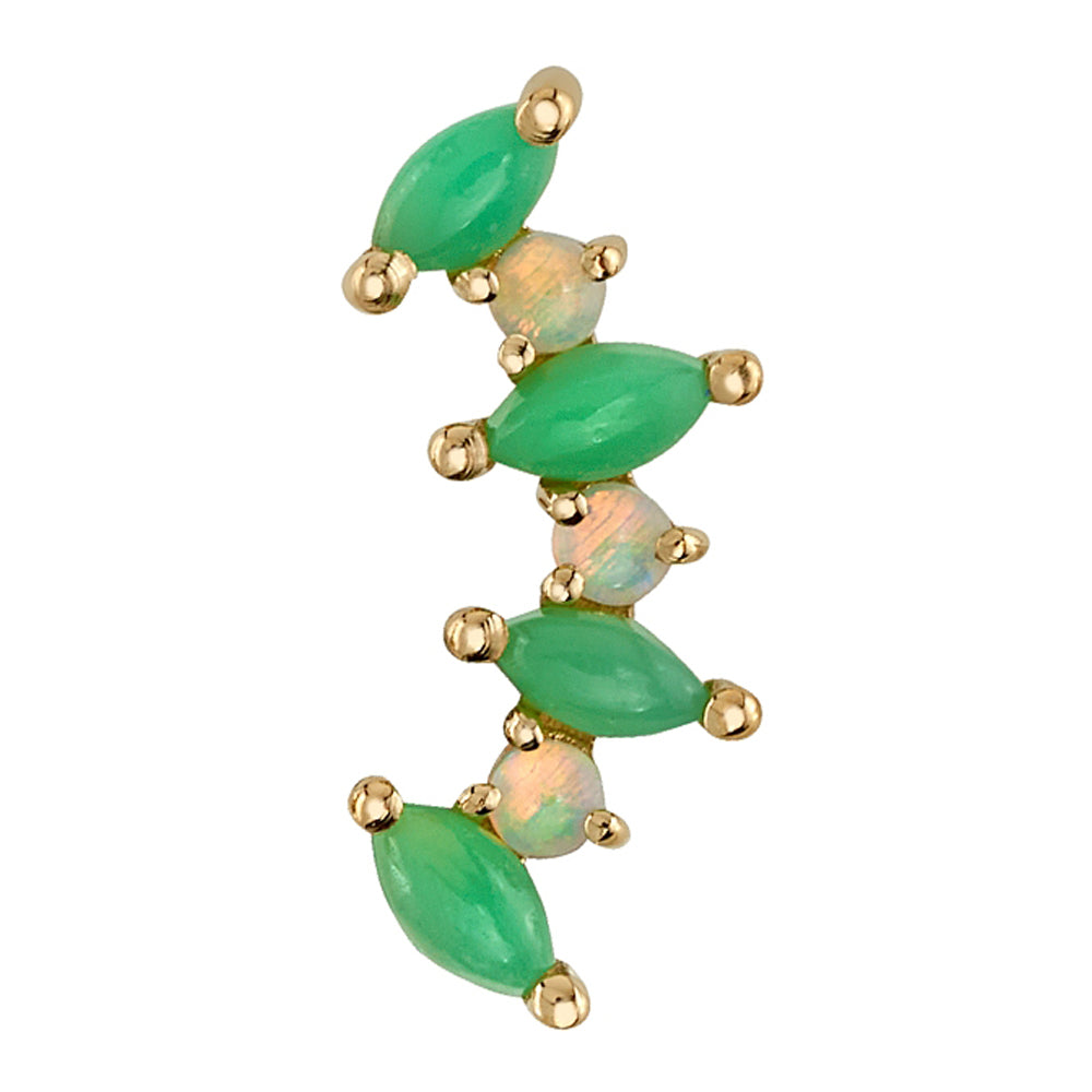 Tiny "Sara" Threaded End in Gold with Chrysoprase & Genuine White Opals