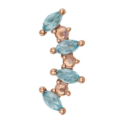 "Sara" Threaded End in Gold with Swiss Blue Topaz Cabochon & Rainbow Moonstone