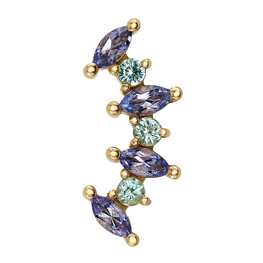 Tiny "Sara" Threaded End in Gold with Tanzanite & Mint Beryl