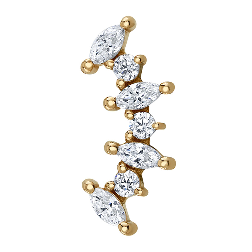 "Sara" Threaded End in Gold with DIAMONDS