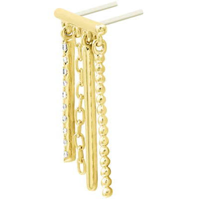 threadless: "Chime" Chain Dual Pin End in Gold with CZ's