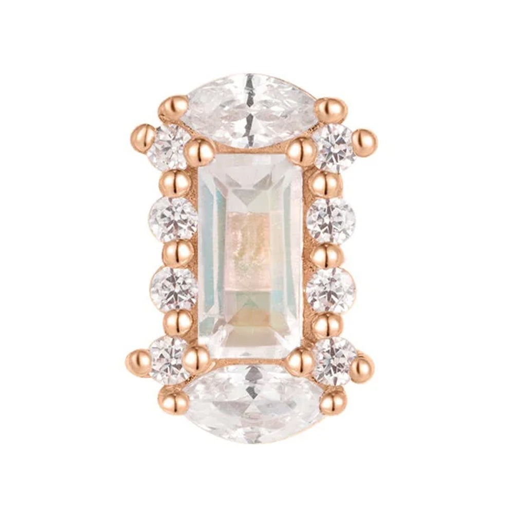 threadless: "Ashley" End in Gold with Rainbow Moonstone & CZ's