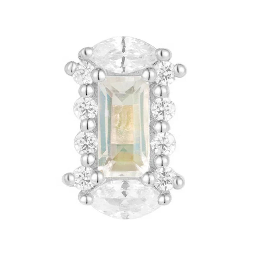 threadless: "Ashley" End in Gold with Rainbow Moonstone & CZ's