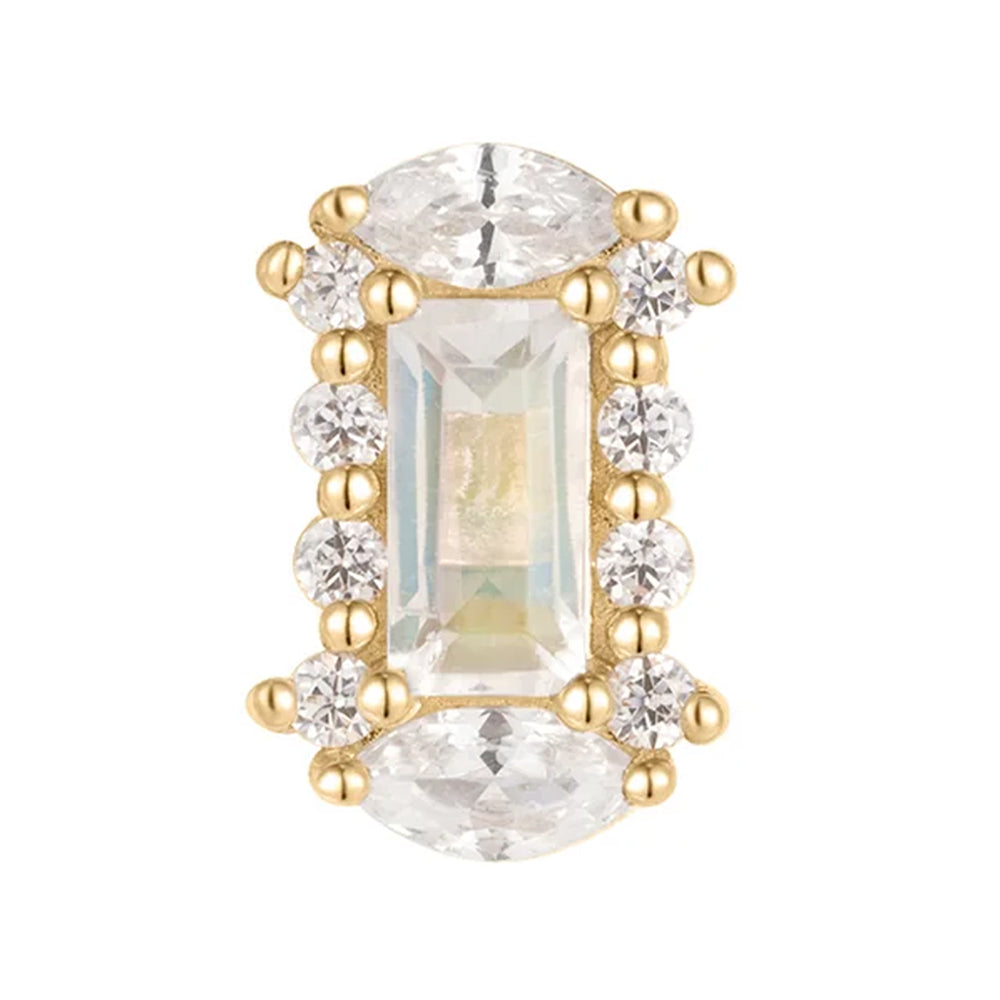 threadless: "Ashley" End in Gold with Rainbow Moonstone & CZ's