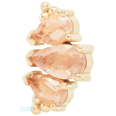 "Graduated 3 Gem Pear Panaraya" Threaded End in Gold with Oregon Sunstones