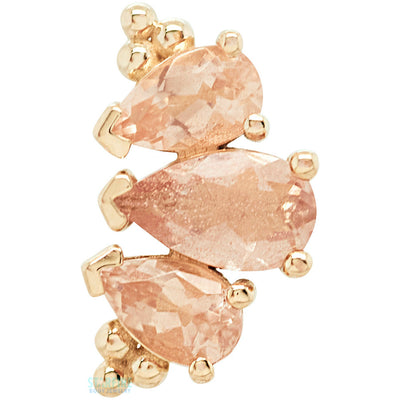 "Graduated 3 Gem Pear Panaraya" Threaded End in Gold with Oregon Sunstones