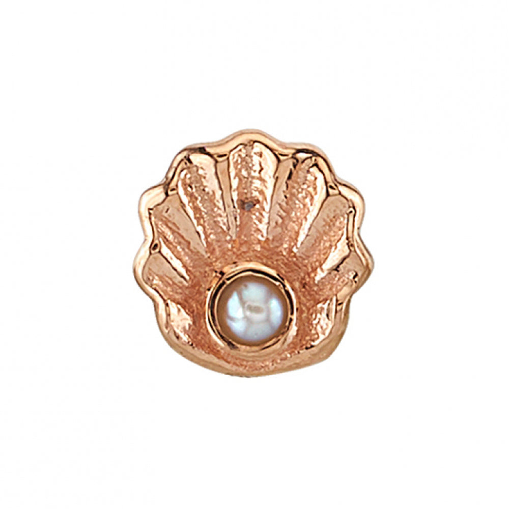 "Scallop" Threaded End in Gold with Pearl