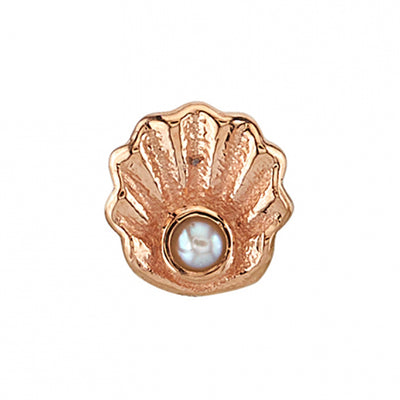 "Scallop" Threaded End in Gold with Pearl