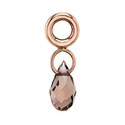 Briolette Charm in Gold with Smoky Quartz