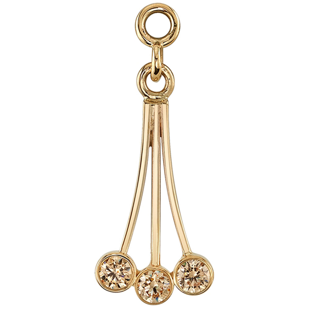 "Baby Fan" Charm in Gold with Champagne CZ's