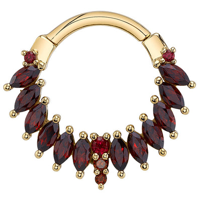 "Skylar" Hinge Ring in Gold with Garnet, Ruby & Red Diamond