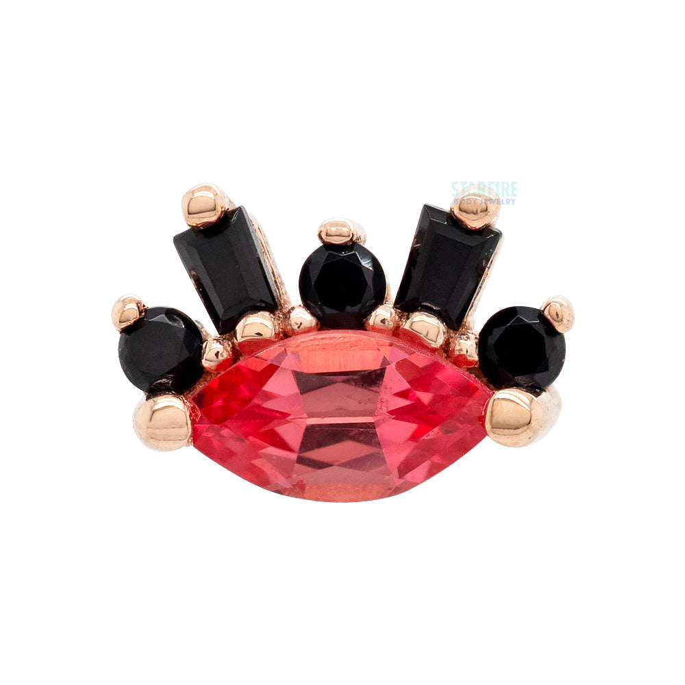 "Change of Heart" Threaded End in Gold with Onyx & Padparadscha Sapphire
