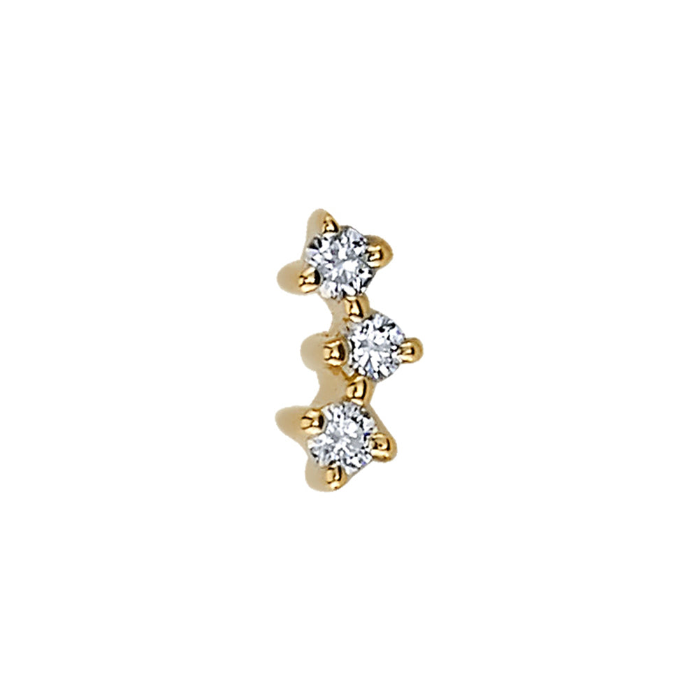 "Muse" Threaded End in Gold & Platinum with White CZ's