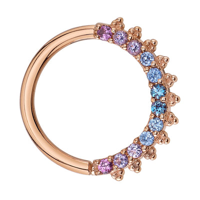 "Eleanor" Seam Ring in Gold with Chatham Alexandrite, Polar Sapphire, Light Amethyst & Rhodolite