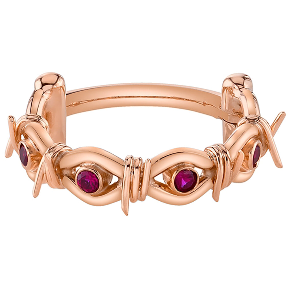 "Lockie" Hinge Ring in Gold with Rubies