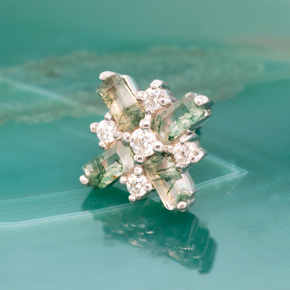 threadless: "Covet" End in Gold with Moss Agate & CZ's