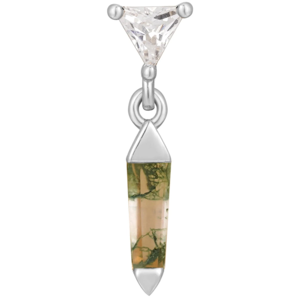 threadless: "Savvy" End with Dangle in Gold with Moss Agate & CZ