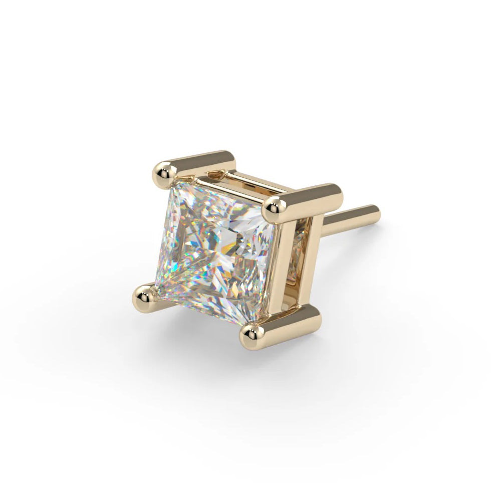 Prong-Set Princess-Cut Threaded End in Gold & Platinum with CZ