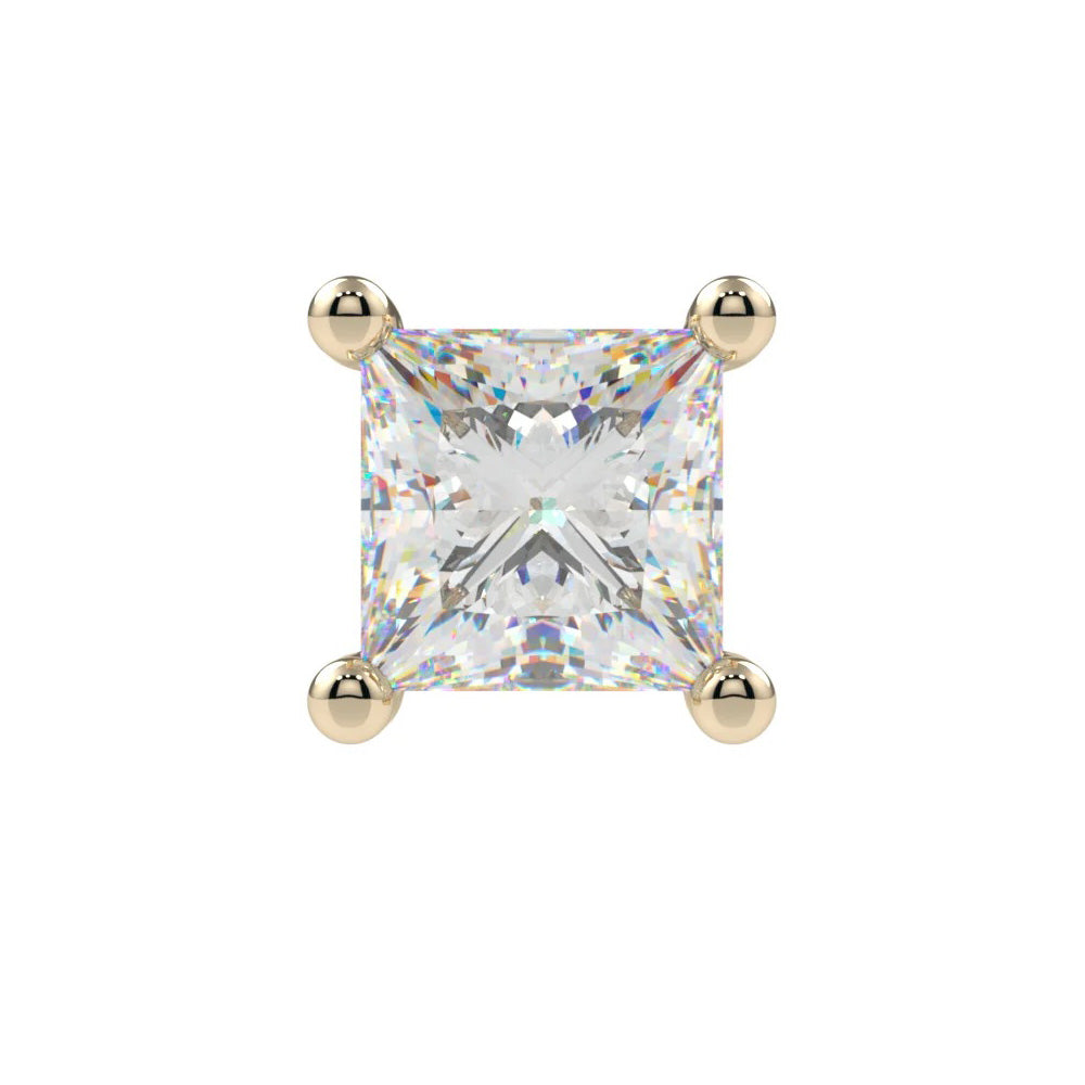 Prong-Set Princess-Cut Threaded End in Gold & Platinum with CZ