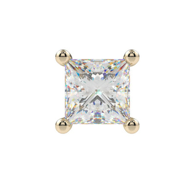 Prong-Set Princess-Cut Threaded End in Gold & Platinum with CZ