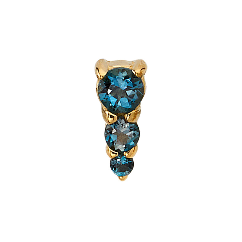 "Jeanie 3" Threaded End in Gold & Platinum with London Blue Topaz