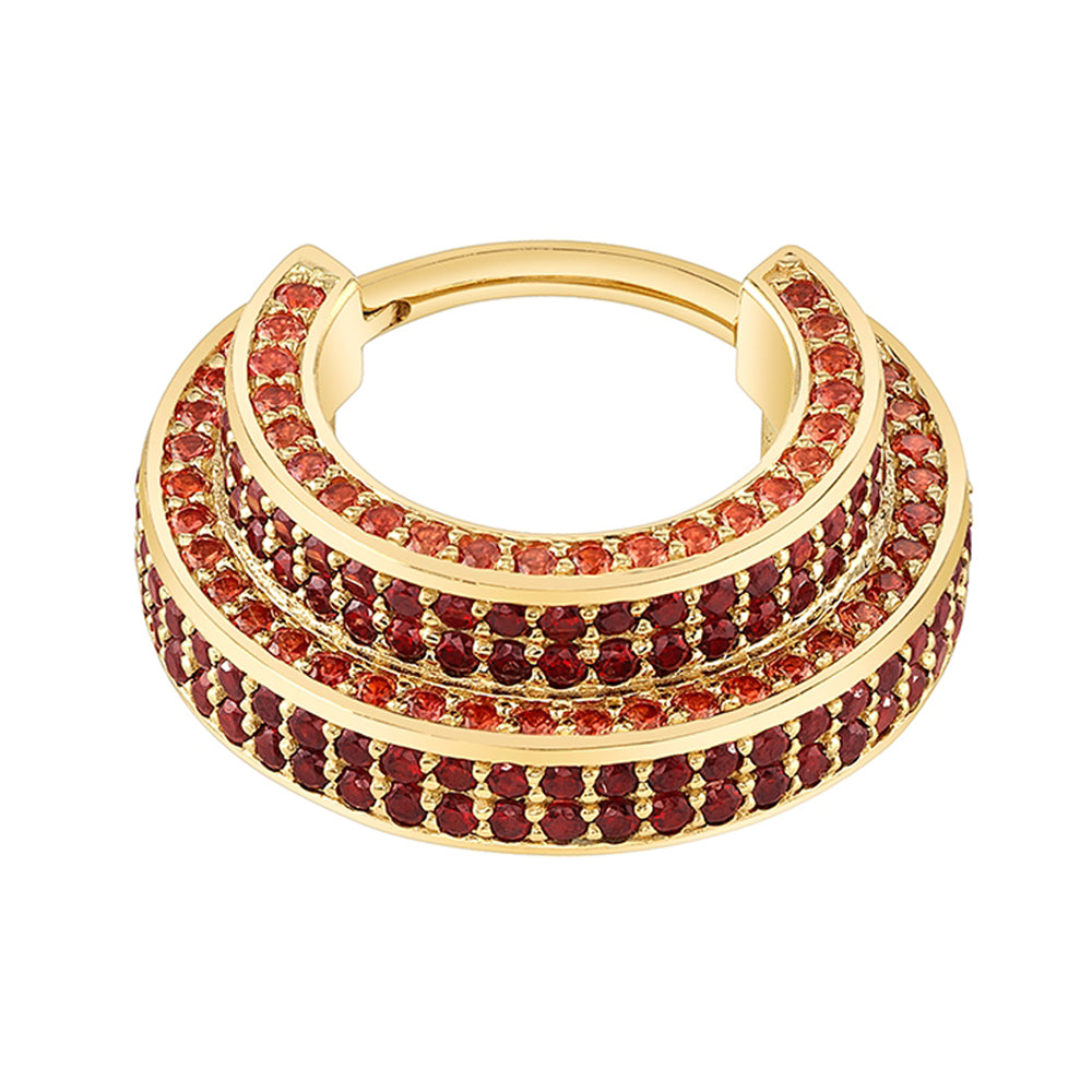 "Lysa" Hinge Ring in Gold & Platinum with Orange Sapphire & Garnet