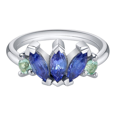 "Thalia" Seam Ring in Gold with Tanzanite & Mint Beryl
