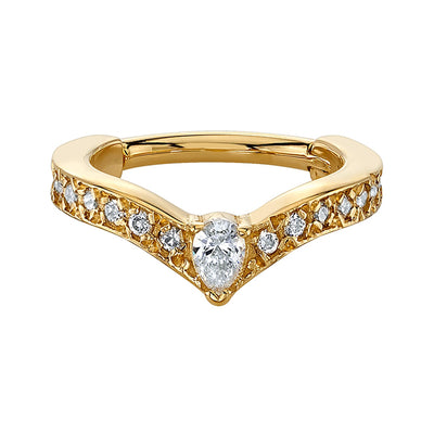 "Cherish Pear" Hinge Ring in Gold with DIAMONDS