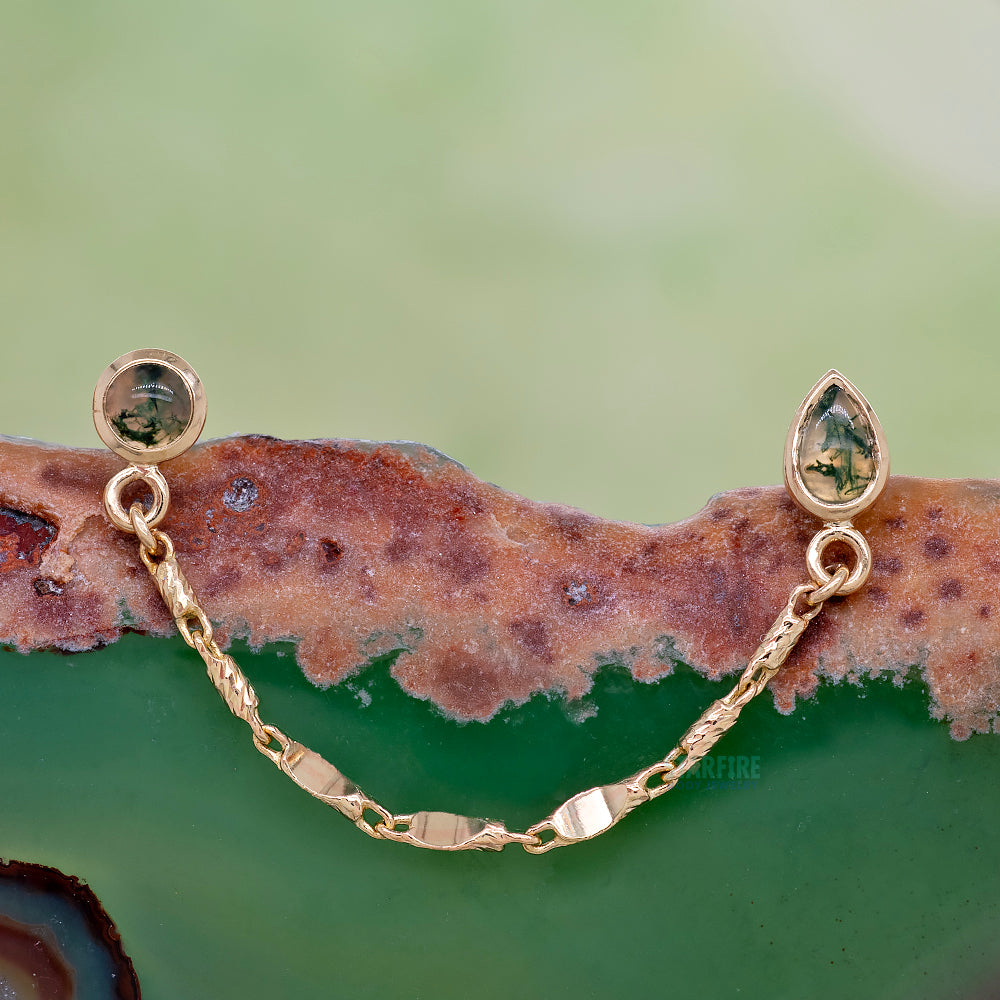 "Laurel" Dual End in Gold with Moss Agate