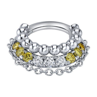 "Nikita" Hinge Ring in Gold with Golden Diamond, Canary Diamond & White Diamond