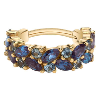 "Isabella" Hinge Ring in Gold with Chatham Alexandrite & Grey Sapphires