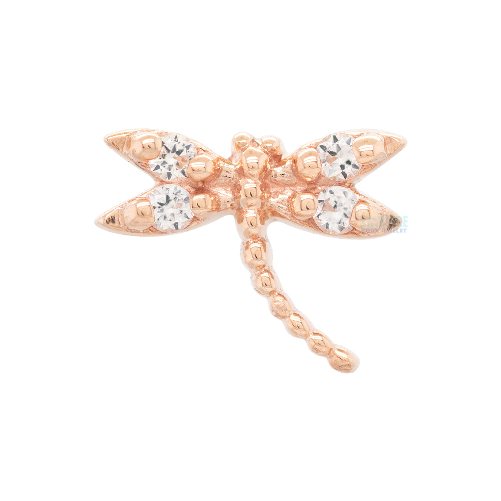"Damselfly" Threaded End in Gold with White Sapphires