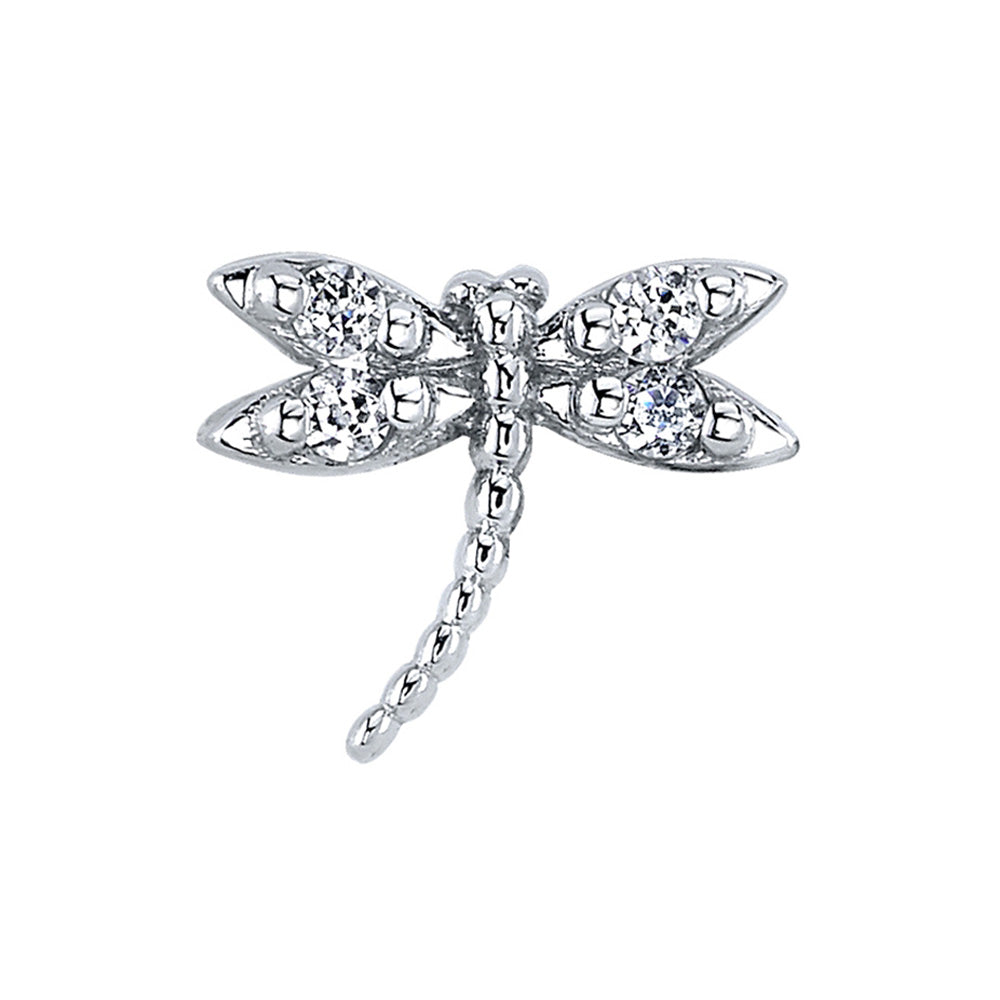 "Damselfly" Threaded End in Gold with White CZ's