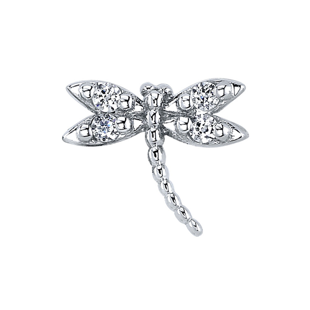 "Damselfly" Threaded End in Gold with White CZ's