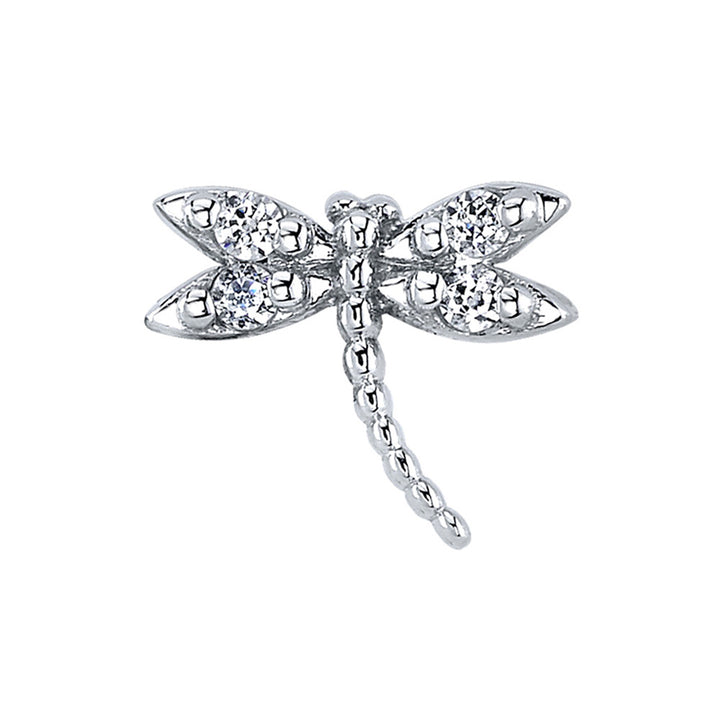 "Damselfly" Threaded End in Gold with White CZ's