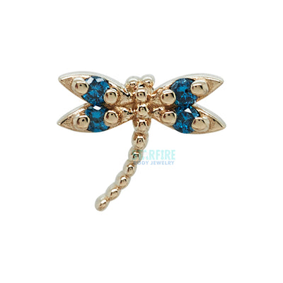 "Damselfly" Threaded End in Gold with Ocean Blue Diamonds