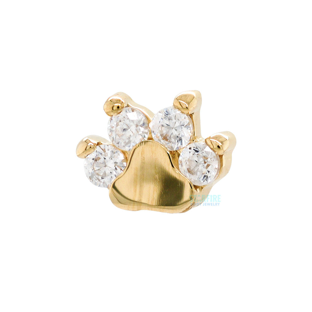 threadless: Paw Print with Faceted Gems End in Gold
