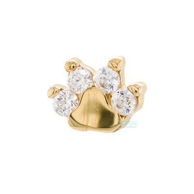 threadless: Paw Print with Faceted Gems End in Gold