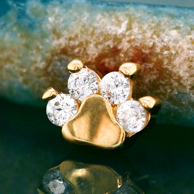 threadless: Paw Print with Faceted Gems End in Gold