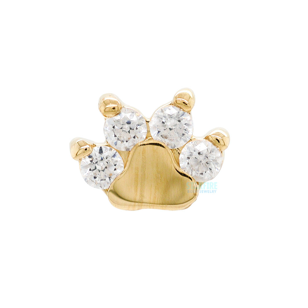 threadless: Paw Print with Faceted Gems End in Gold