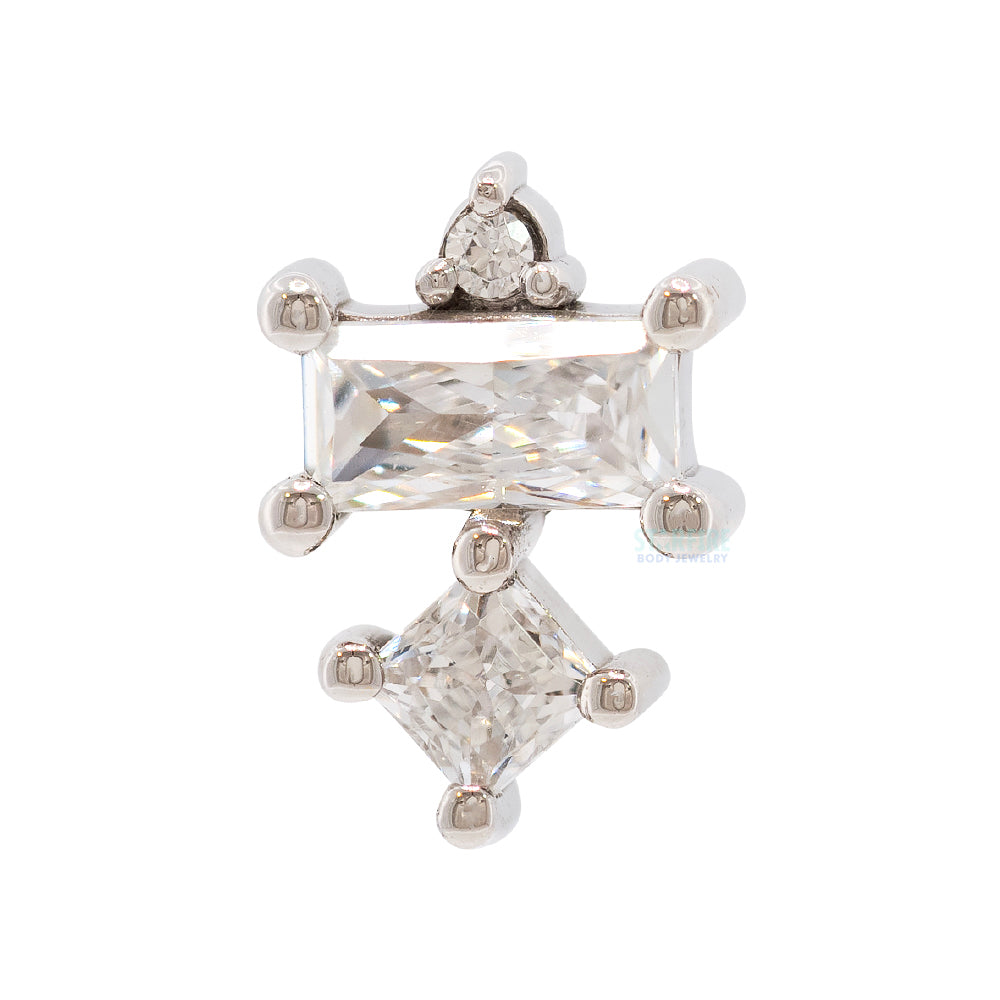 "Tetra" Threaded End in Gold & Platinum with White CZ's