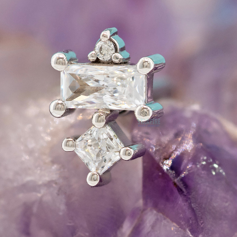 "Tetra" Threaded End in Gold & Platinum with White CZ's