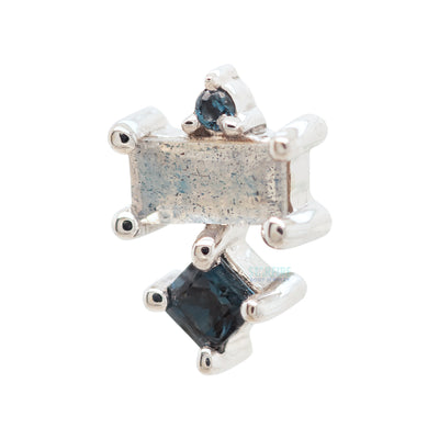 "Tetra" Threaded End in Gold with London Blue Topaz & Labradorite