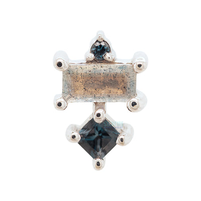 "Tetra" Threaded End in Gold with London Blue Topaz & Labradorite