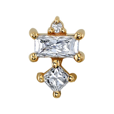 "Tetra" Threaded End in Gold with White CZ's