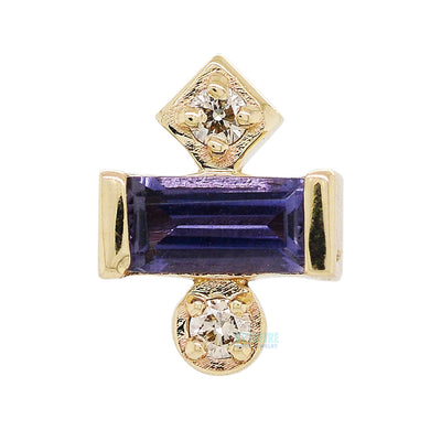 "Tesla Babe" Threaded End in Gold with Iolite & Champagne Diamonds