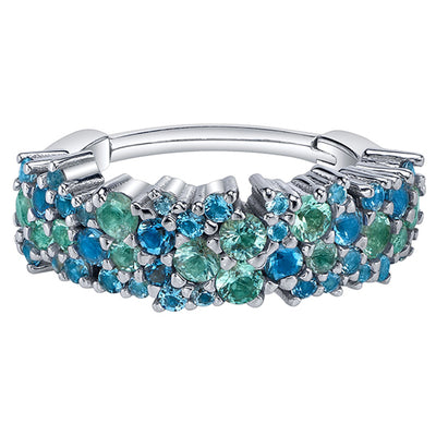 "Stardust" Hinge Ring in Gold with Mint Beryl, Aquamarine & Swiss Blue Topaz'