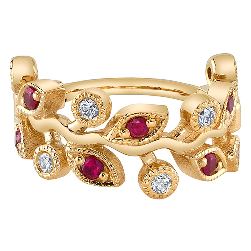"Arwen" Hinge Ring in Gold & Platinum with Ruby & Diamonds