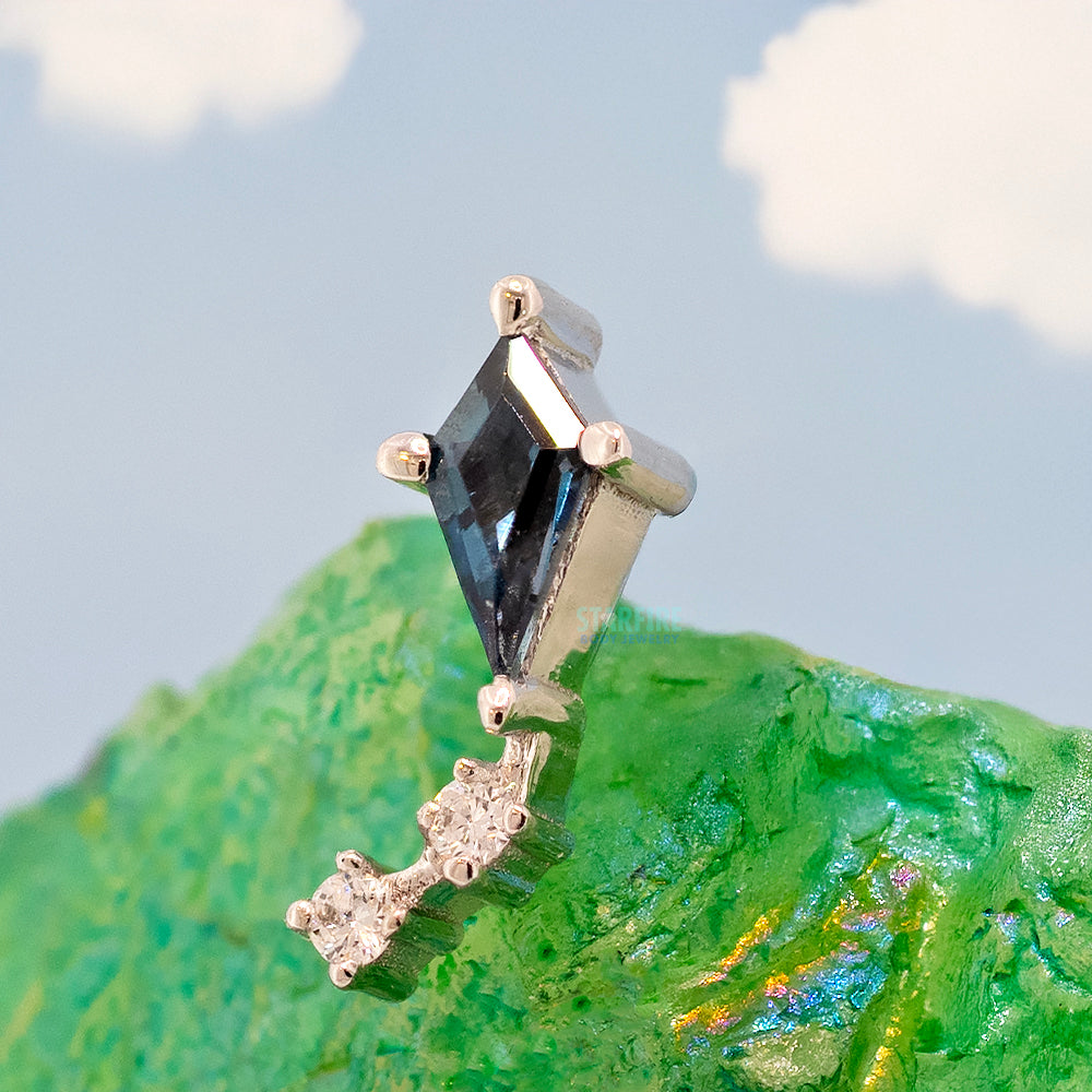 "Aloft" Threaded End in Gold with London Blue Topaz and DIAMONDS