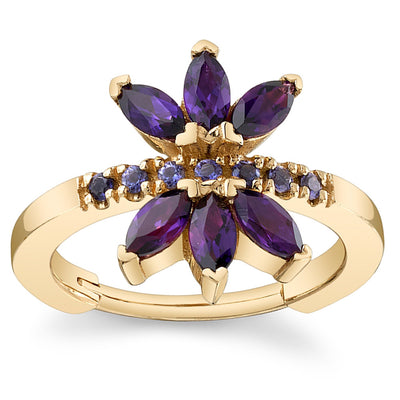 "Fernanda" Hinge Ring in Gold with Amethyst & Iolite